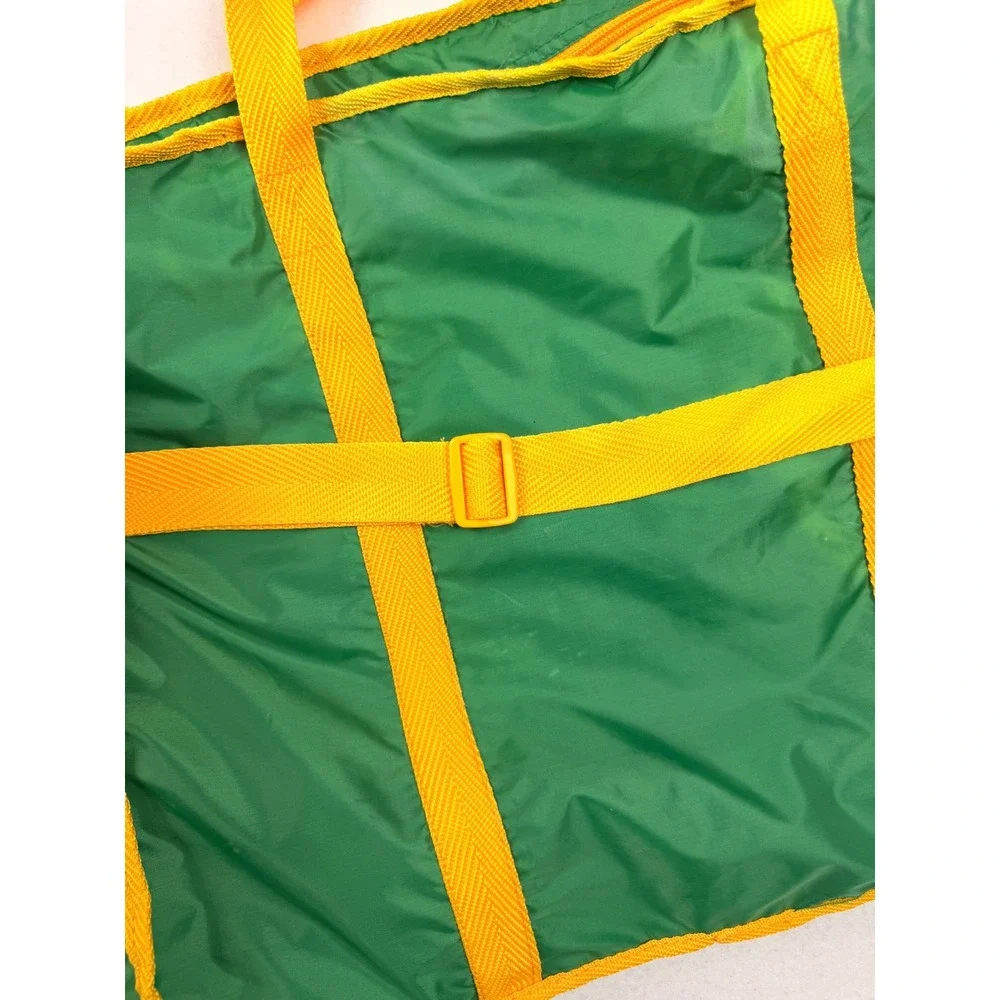 Vintage 1997 Avon Green Yellow Nylon Duffle Bag Travel Gym Weekender Foldable